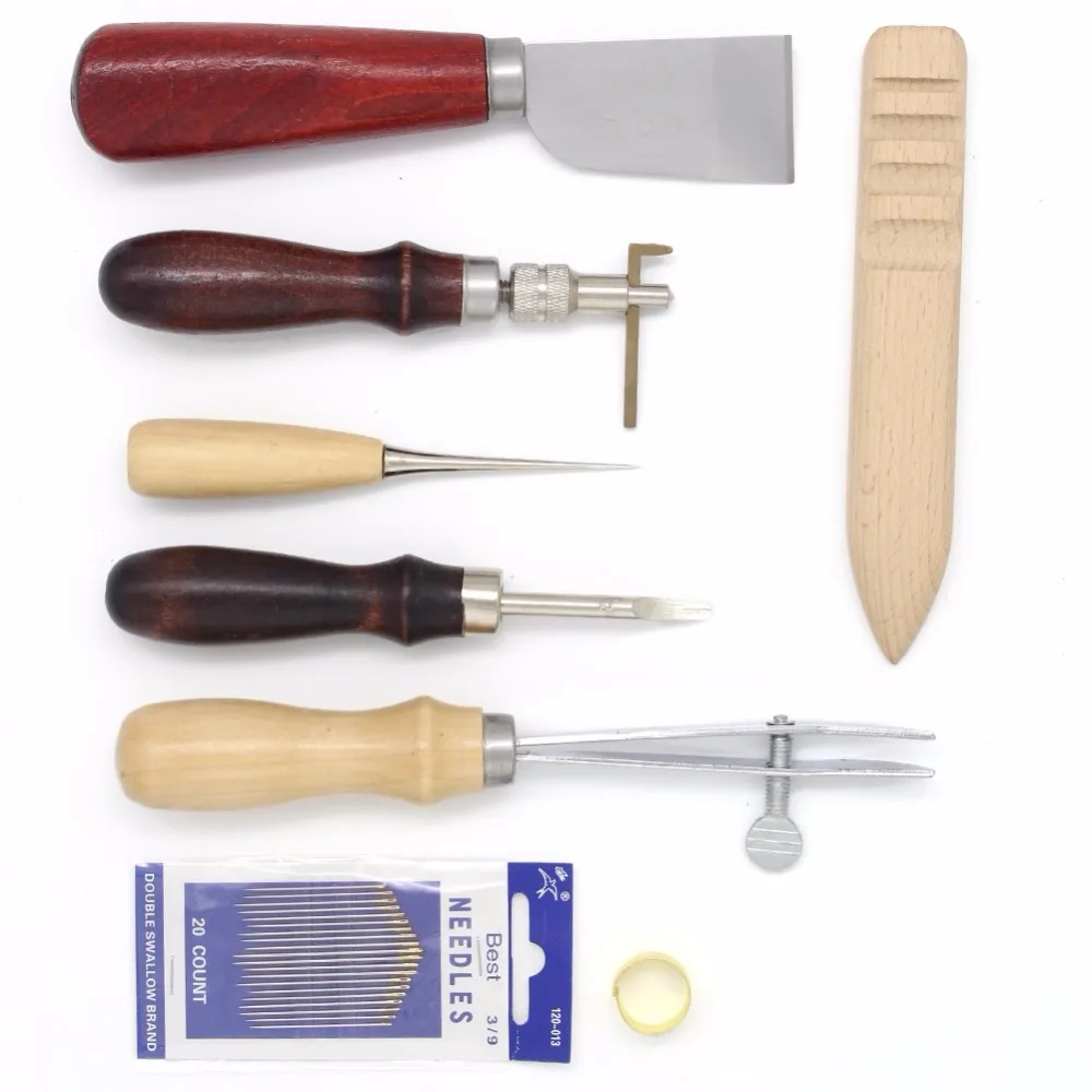 

Leather Craft Simple Tool Set, Diy Leather Edge Smoothing Knife Groover Conical Straightening Machine Needle Combination