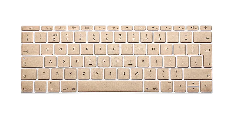 HRH EU/британский английский силиконовый чехол для клавиатуры для Mac New Pro 1" A1708(версия без сенсорной панели) и для Macbook 12" A1534 - Цвет: Metallic Gold