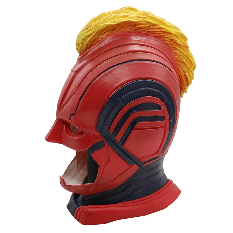 

Carol Danvers Costume Men Mask Captain Marvel Costume Cosplay Latex Helmet Superohero Mask Halloween Costumes for Men Party Prop