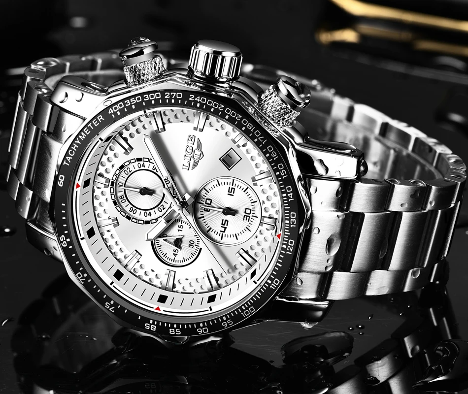 Новинка LIGE модные мужские часы люксовый бренд бизнес Кварцевые часы мужские спортивные водонепроницаемые часы с большим циферблатом мужские часы Relogio Masculin
