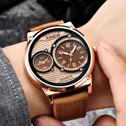 Xinew модные роскошные лучший бренд известный Для мужчин часы Бизнес Нержавеющая сталь Для мужчин мужской часы Спорт Кварцевые часы relojes hombre
