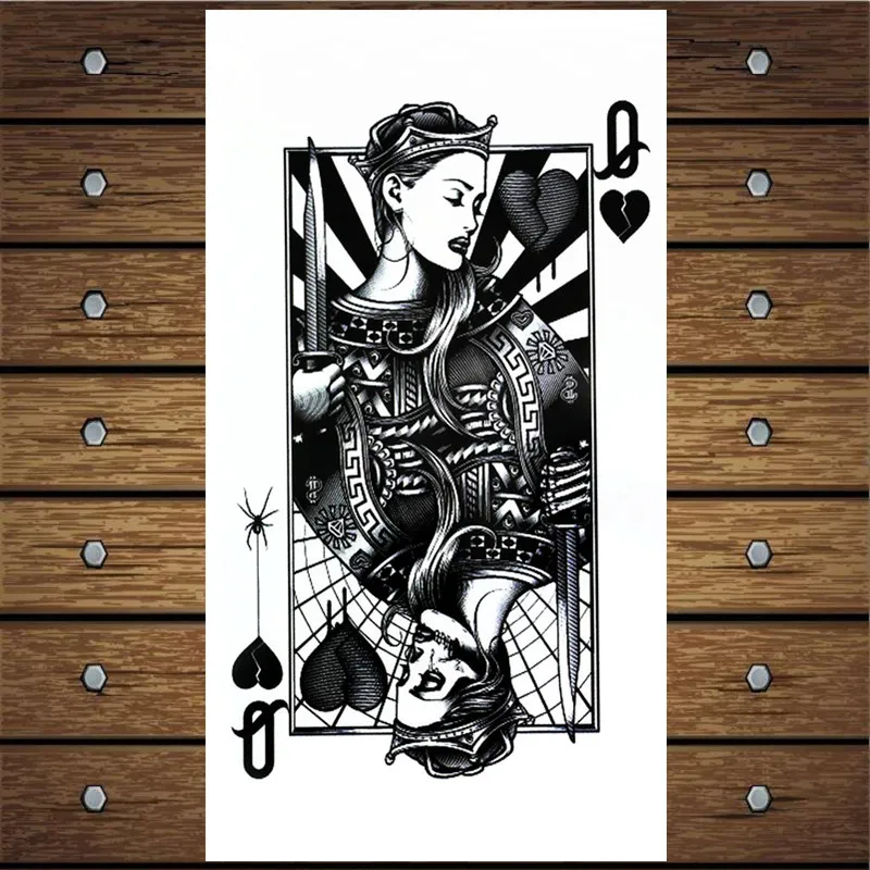 Y-XLWAN покер Q queen Мужская творческая наклейка мисс временная татуировка одноразовая водостойкая татуировка стикер на стену