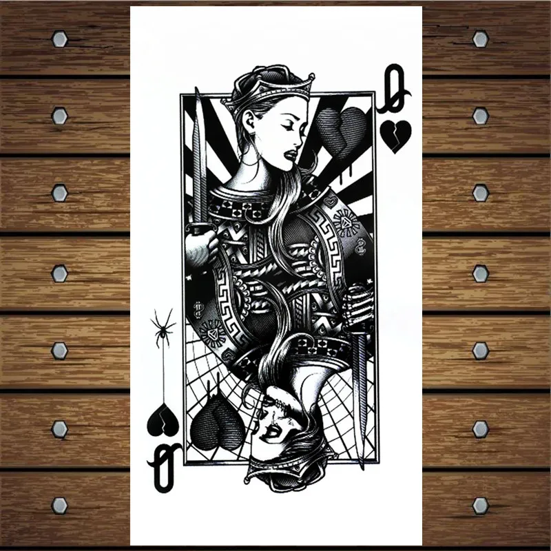 

Y-XLWAN Poker Q Queen Men's Creative Sticker Ms. Temporary Tattoo Disposable Waterproof Tattoo Sticker Wall Sticker