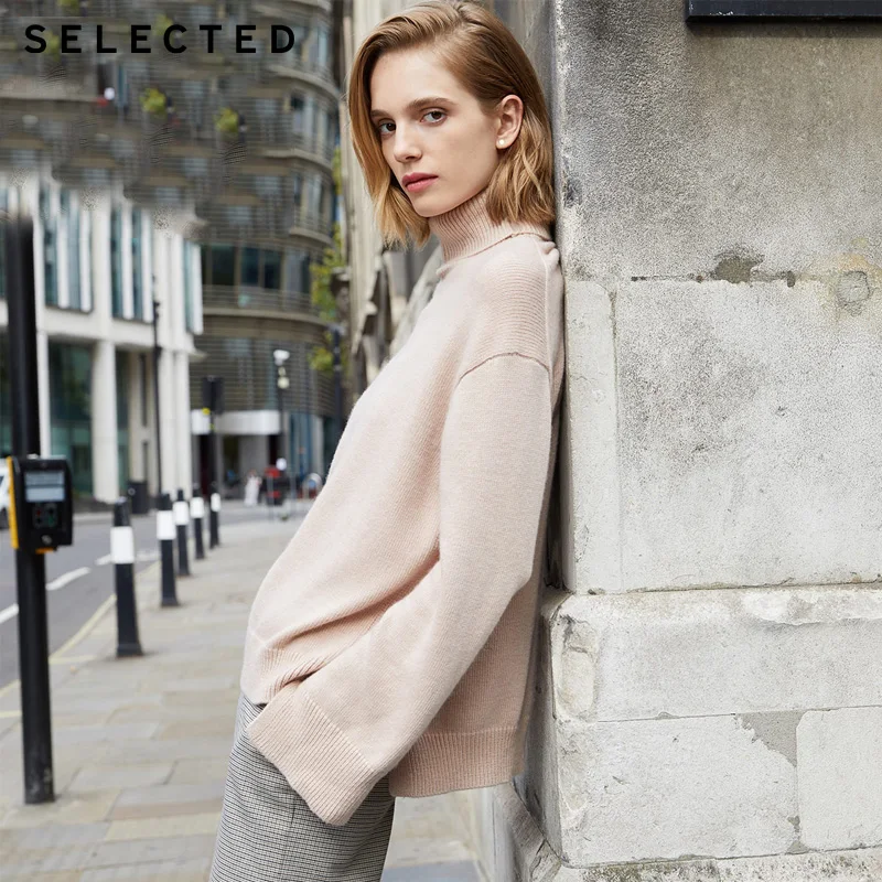 

Selected 2019 New Fashion loose high turn-down collar wool knitted sweater women |418425522