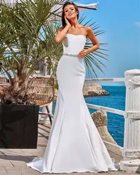 Элегантное свадебное платье русалки Vestidos de novia 2019 простое свадебное платье белое романтичное свадебное платье длиной до пола