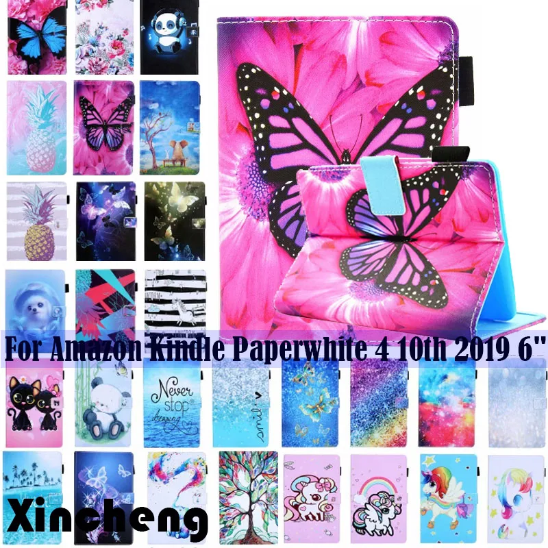 

Smart Pattern Leather Case Cover for Amazon Kindle Paperwhite 4 10th 2019 6" Ultra Slim Protective Sleeve Cover Travel portable