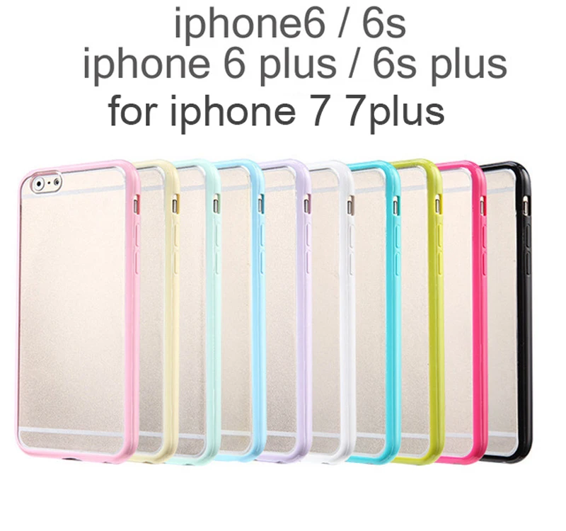 Fashion Slim Colorful TPU Frame Clear Case For iPhone 7 6S 8 X Transparent Matte Hard Phone Back Cover 6 Plus case |