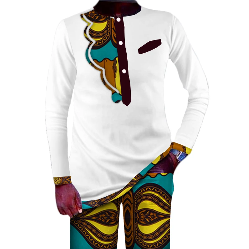

Africa Style 2019 Customized Pants Suits for Men Dashiki Plus Size Denim Men Suit Fashion Traditional African Clothing WYN397