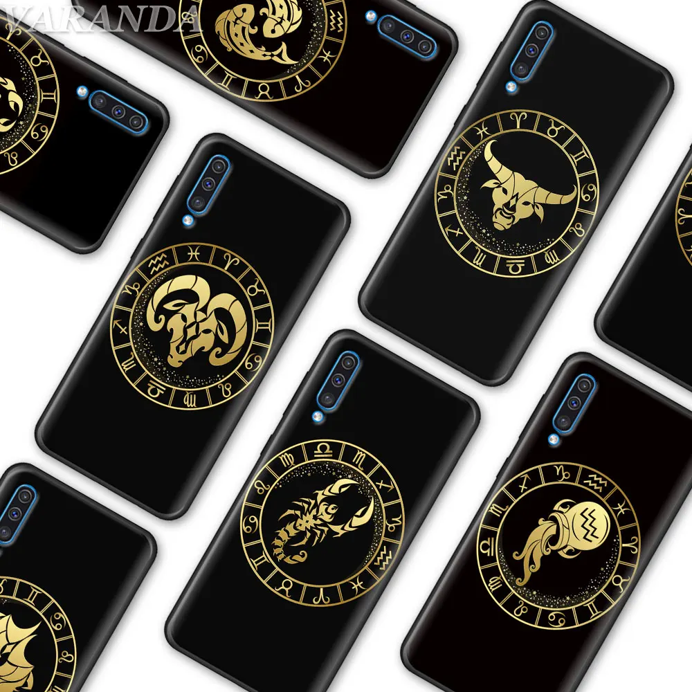 

Black Soft Case for Samsung Galaxy A50 A60 A70 A30 A40 A20e A80 A6 A7 A8 A9 2018 Cover Zodiac Signs Silicone Cases