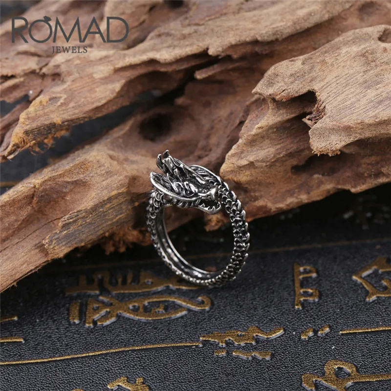 

Gothic Resizable Dragon Mens Rings Retro Stainless Steel Punk Domineering Opening Ring Jewelry for Men Male anel masculino S3