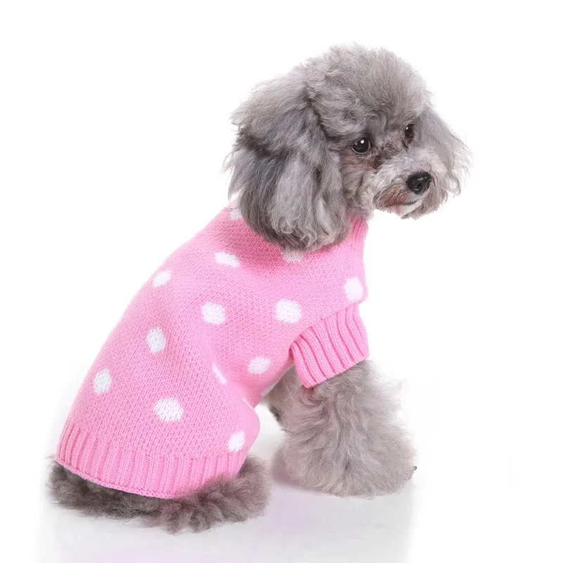 Small Pet Dog Sweater Polka Dot Knitted Sweaters Puppy Fashion Clothes