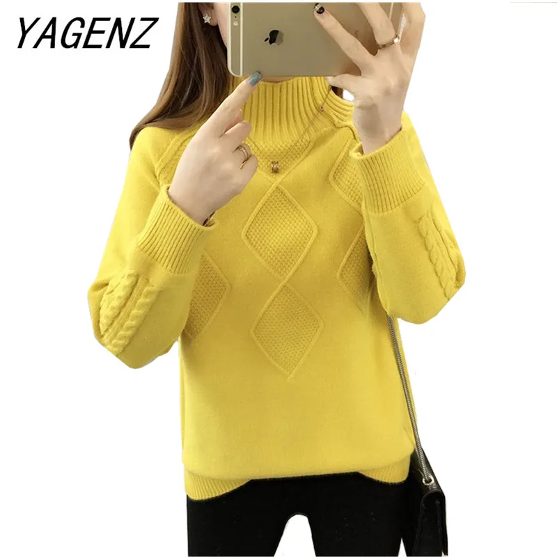 

2019 Spring Autumn Turtleneck Pullovers Sweaters Soft long sleeve Female Short Sweater Korean Loose Knitted Warm Casual top 2XL