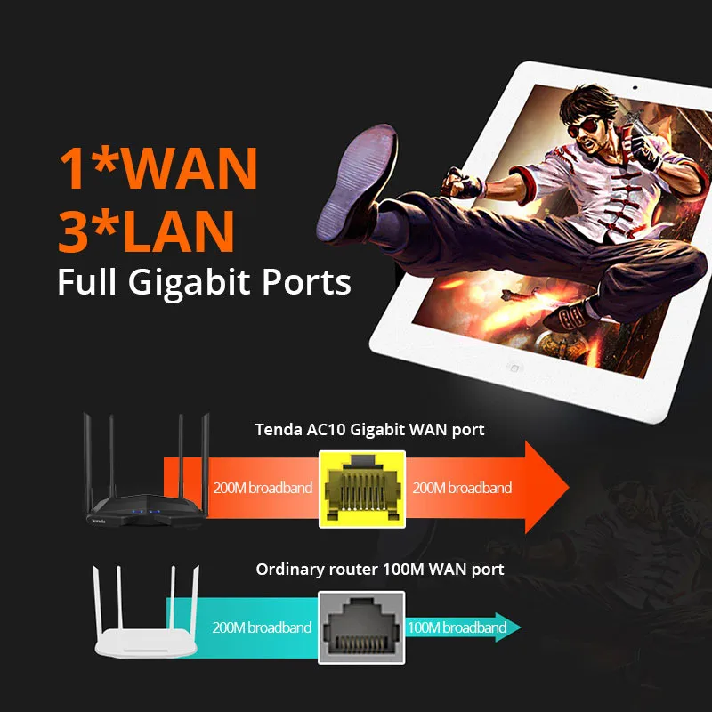 Tenda AC10 Gigabit Wireless Wifi router Dual band 2 4G 5G WIFI router 1000Mbps Wireless Repeater 1 Tenda AC10 Gigabit Wireless Wifi router Dual band 2 4G 5G WIFI router 1000Mbps Wireless Repeater 5