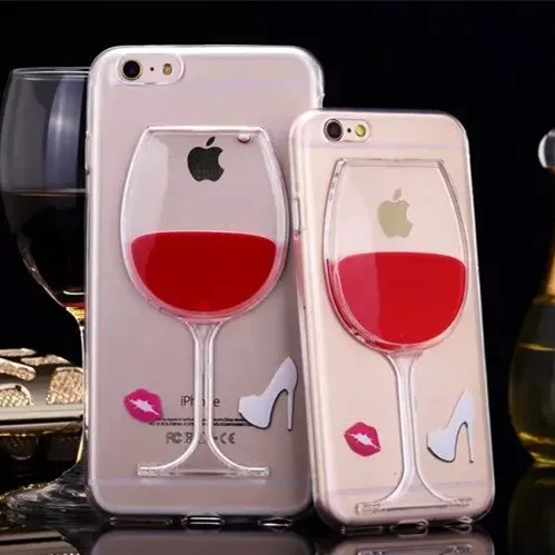 

Hot sale Red Wine Cup Liquid Clear Case Cover For Apple iPhone 4 4S 5C 5 5S 6 6S 6 Plus All Models Phone Cases Back Covers