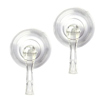 

2Pcs Transparent Removable Heavy-duty Vacuum Suction Plastic Wall Hooks Hangers for Living Room Kitchen Bathroom