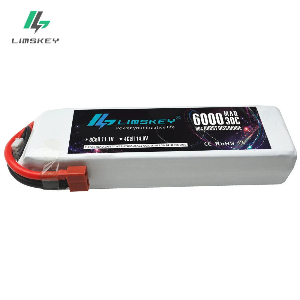 Аккумулятор Limskey 11,1 V 6000mAh 30C MAX 60C 3S Lipo Bateria для дрона квадрокоптера вертолета радиоуправляемого автомобиля