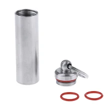 Нержавеющая сталь Водонепроницаемый держатель для крышек бутылки на открытом воздухе Выживание Чехол Контейнер, коробка для таблеток, серебристый