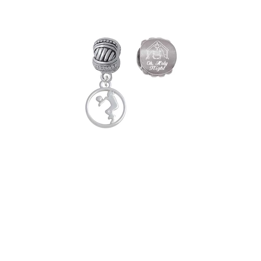 Volleyball Player Silhouette in 1/2'' Disc Come Let us Adore Him Charm Beads (Set of 2)