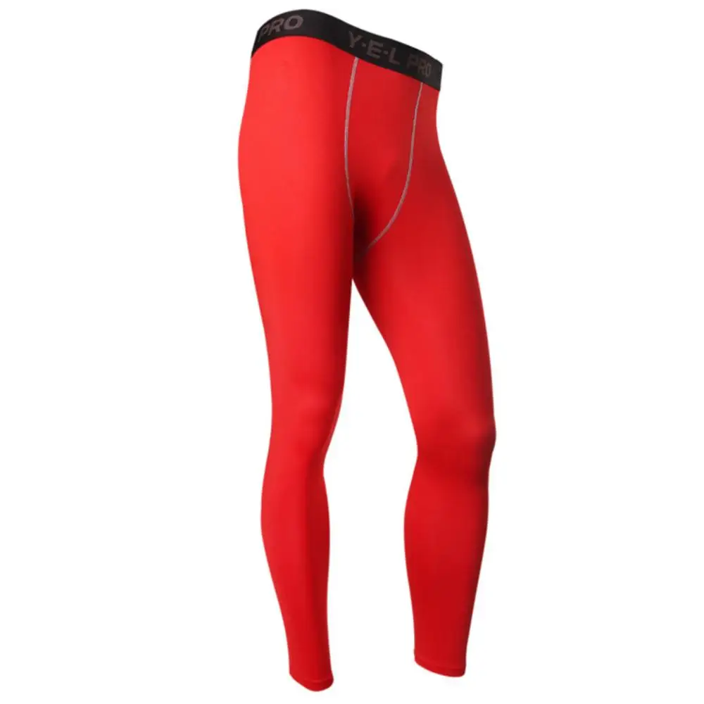 Кальсоны Men's Compression Tights Track Pants High Stretch Mens Joggers Polyester Running Training Pants Tracksuit Bottoms S-XXL - Цвет: Красный