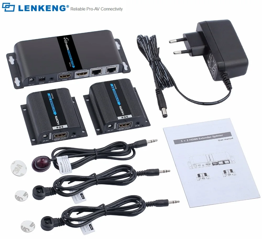 

Up to 40M/131Ft, LKV712Pro 1x2 HDMI Extender Splitter Loop-out Over CAT6/6a/7 With IR EDID, Free shipping
