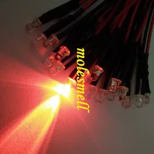 1000 шт 3 мм 5 v Красный Прозрачная Круглая светодиодный свет лампы набор предварительно смонтированный 3 мм красный 5 V DC Проводной