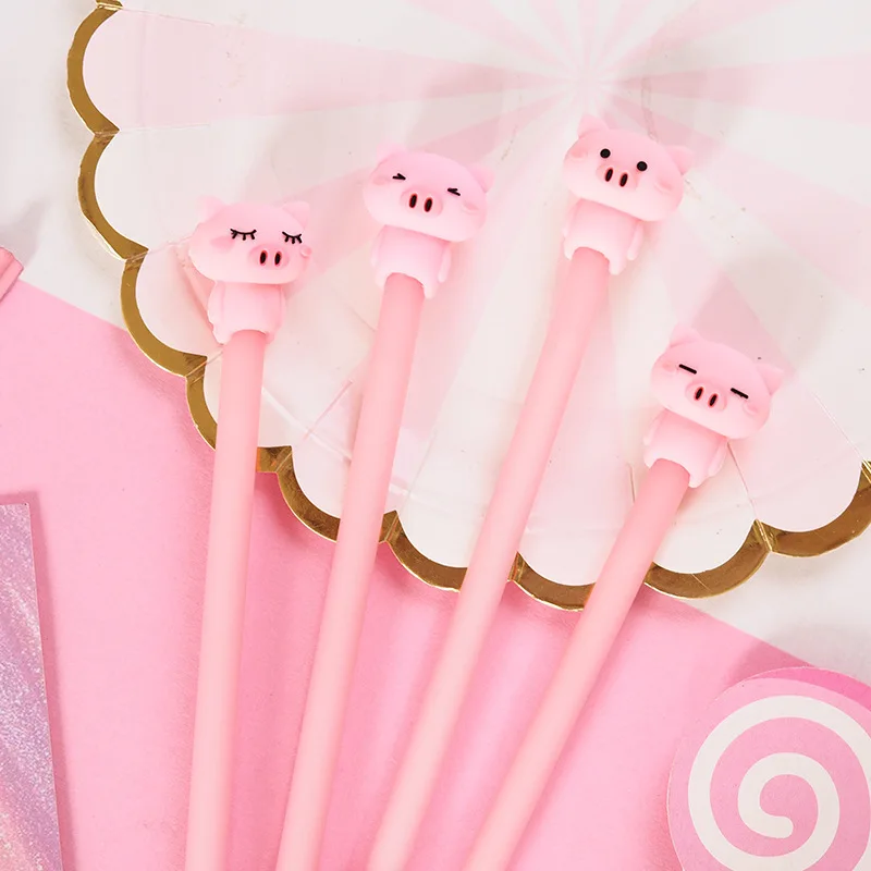 Porco dos Desenhos 40 Pçs e lote Criativo Boneca Animados Silicone Gel Caneta Unisex Assinatura Canetas Roller Pen Presente da Promoção Escola Escritório Prêmio 9 Canetas de gel