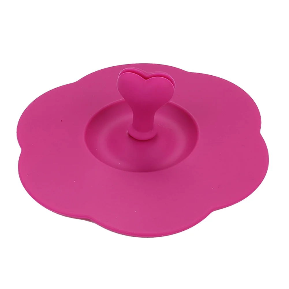 Новая удобная домашняя силиконовая крышка для чашек с милым сердцем держатель ложки герметичная Пылезащитная крышка 6 цветов - Цвет: RH