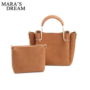 

Mara's Dream 2018 Women 2 Piece Shoulder Bag Set Handle Bags Scrub PU Leather Solid Color Shoulder Messenger Bags Handbag bolsa