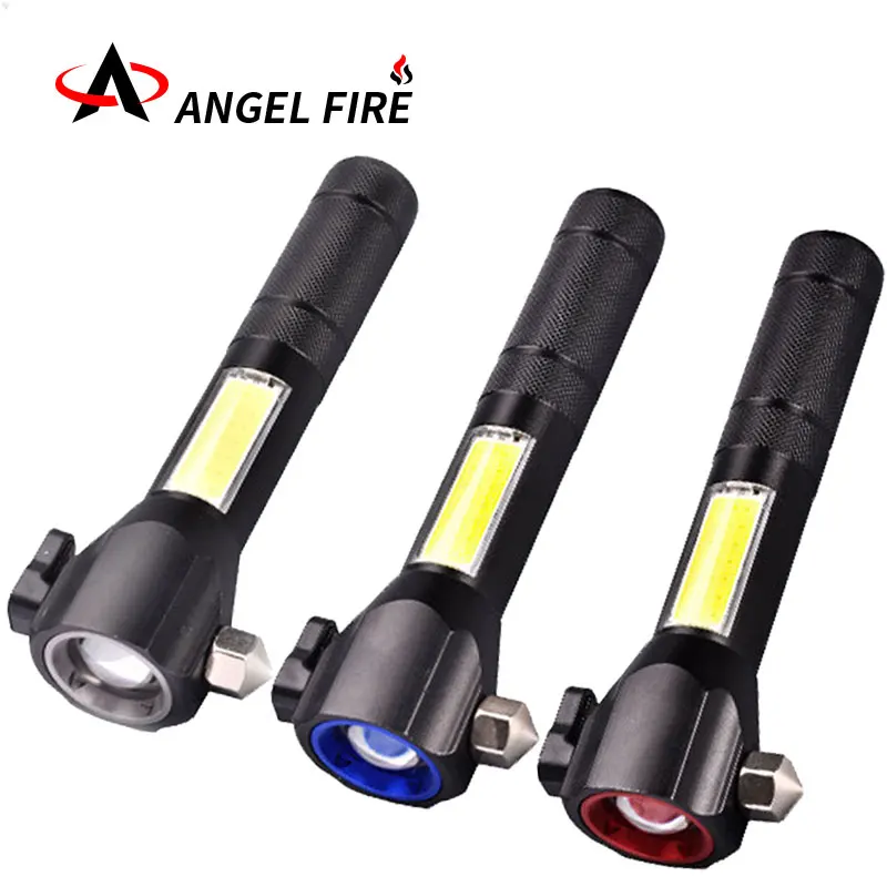 

3000 Lumen Emergency Light LED Flashlight COB Safety Hammer Flashlight Warning and Mobile Power Magnet Lifesaving Tool