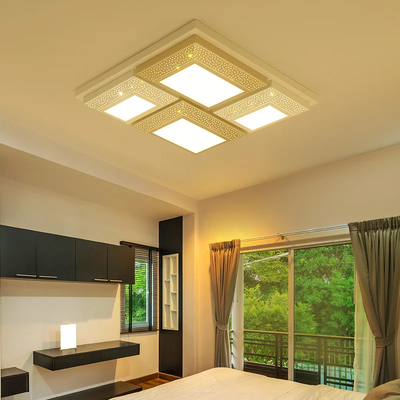 

Simple Modern Square Living Room Ceiling Lights LED Creative Personality Bedroom Iron Lamp Dining Room Study Light Free Shipping