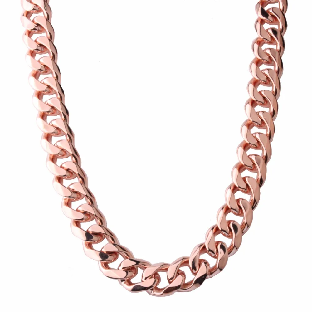 15/17/19mm Wide Stainless Steel Curb Cuban Necklace for Mens Boys Rose Gold Chain 7-40&quot Fashion Jewelry | Украшения и