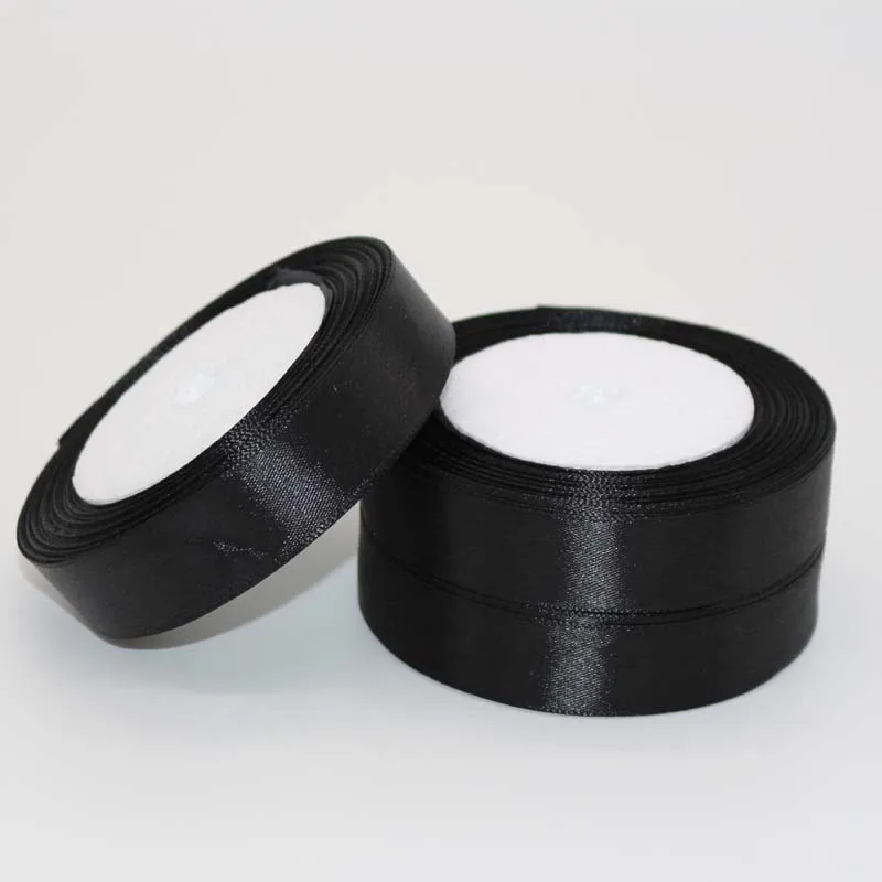 Одна штука 25 ярдов черная шелковая атласная лента для украшения свадебной вечеринки подарочная упаковка аксессуары для одежды 6 мм-75 мм - Цвет: 20 mm
