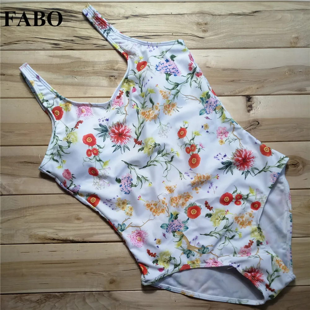

FABO Women's One Piece Swimsuit Monokini Flower Print Swimwear Monokini Push Up Bodysuit Summer Beach Bathsuit Slim Swm Wear
