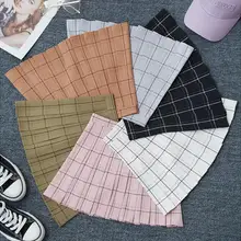 Весенне-летние новые клетчатая юбка в складку с высокой талией женские юбка для колледжа