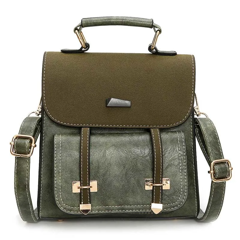 Винтажная женская сумка, ретро коричневый рюкзак, кожаная сумка на плечо, женская сумка для девочек-подростков, школьная сумка, модные рюкзаки, черные сумки для книг - Цвет: Green