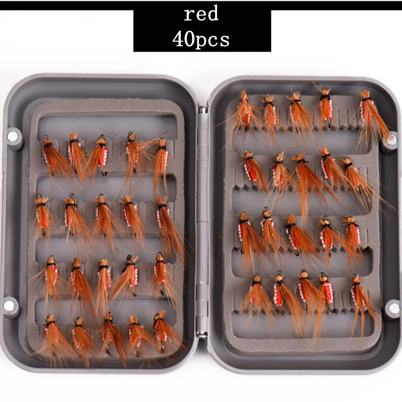 Attractive 40pcs Fly fishing Lure Hooks Butterfly Insects Style Salmon Flies Trout Single Dry Fly Fishing Lures Fishing Tackle