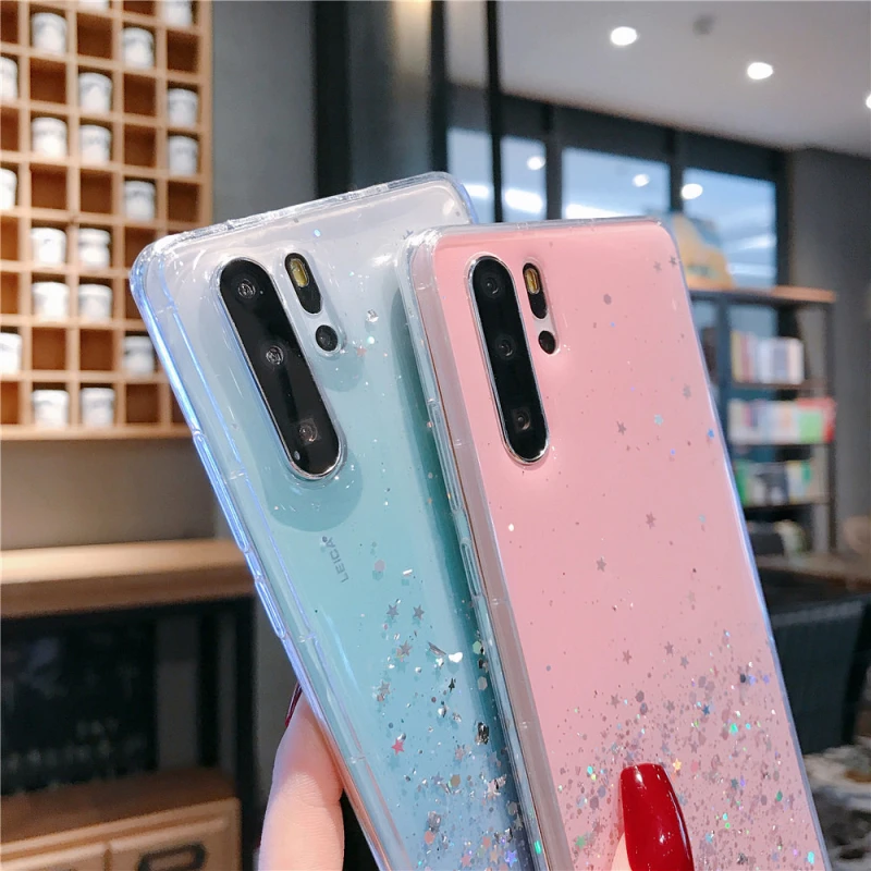 Мягкий силиконовый чехол для Huawei Mate 20 P10 P20 P30 Pro P Smart honor V 10 Lite Nova 3i 3e 4e блестящий с