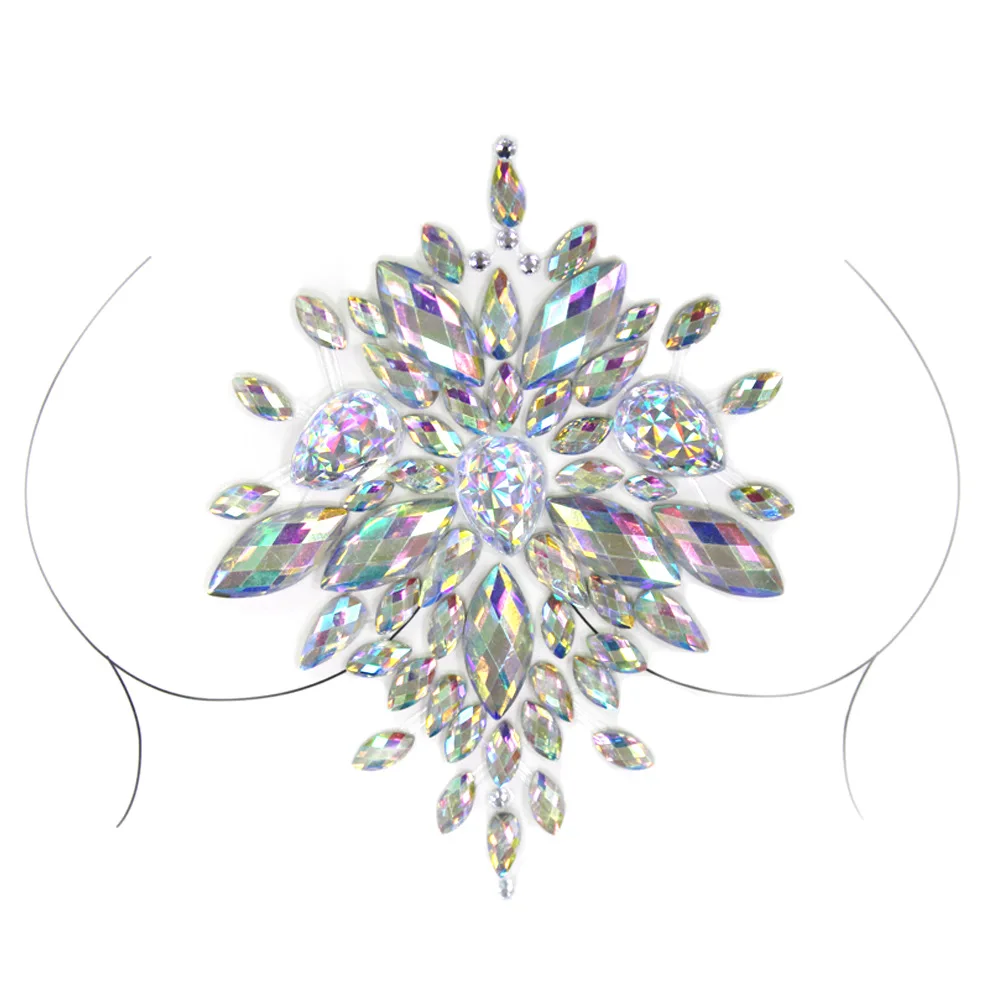

Sexy Crystal Chest Jewels Temporary Tattoo Sticker 3D Stage Rhinestone Flash Tattoos Adhesive Face Jewel Chest Gem Body Paint