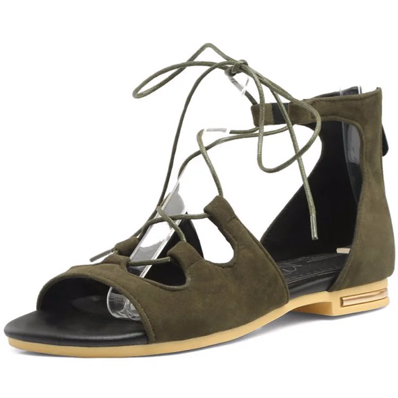 

Women's Sandals Suede Leather Romans with Open Toe Sandals Cross-Strap Flat Platform Sandals