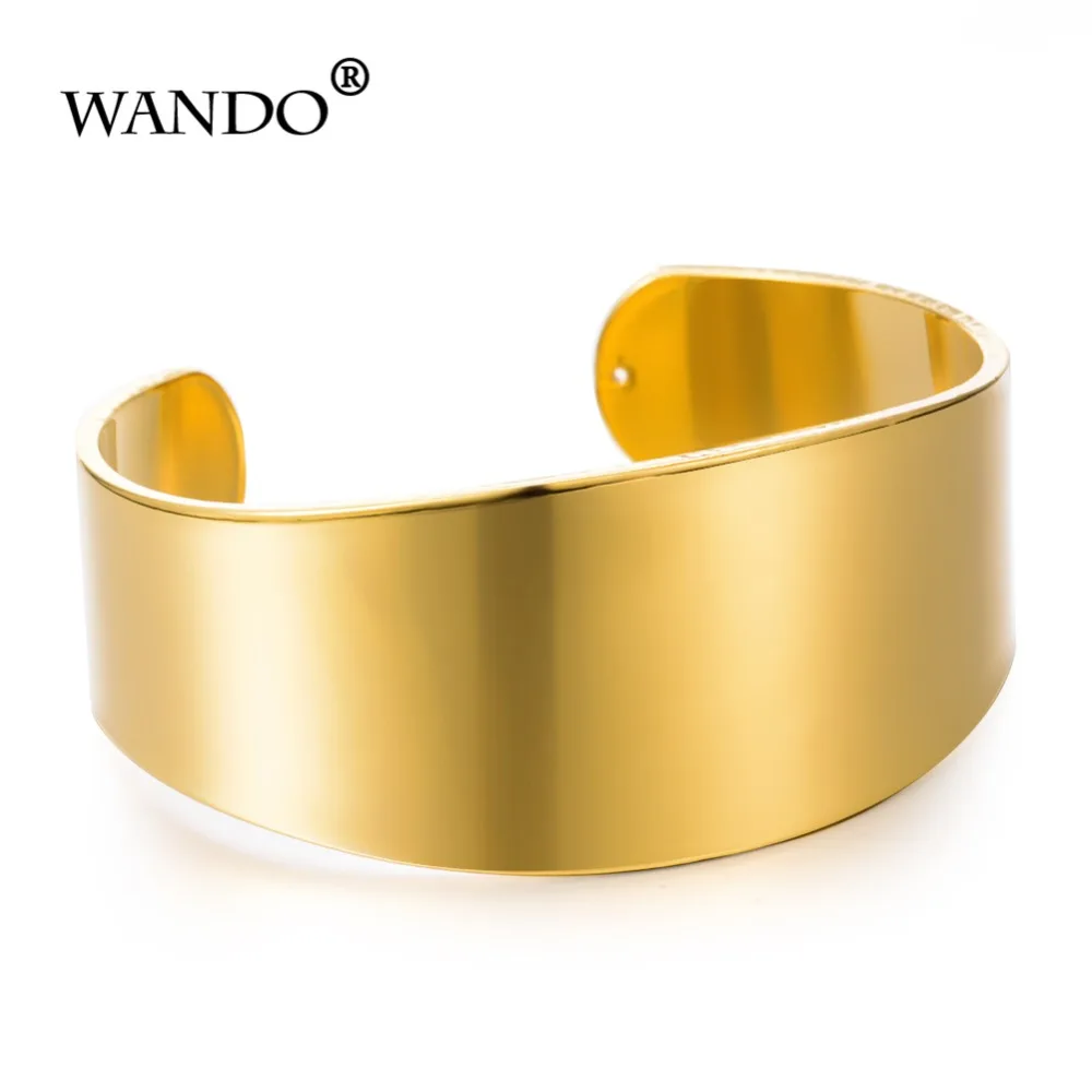 WANDO Новый 3 см Широкий Дубай модный короткий металлический глянцевый браслет