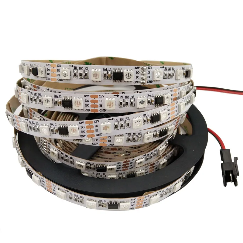 WS2818 SMD5050 цветных(RGB) светодиодных лент светильник 5 м 30/60 светодиодов/M DC12V адресуемых цифровой Диодная лента гибкие полоски Водонепроницаемый Ambi светильник