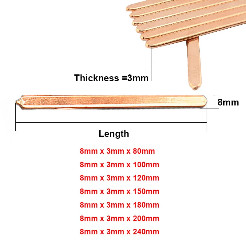8x3x80 мм Чистая медь Heatpipe радиатор отопления кулер, тепловые трубки жесткий трубчатый радиатор ноутбука GPU Северный мост ram память охлаждения