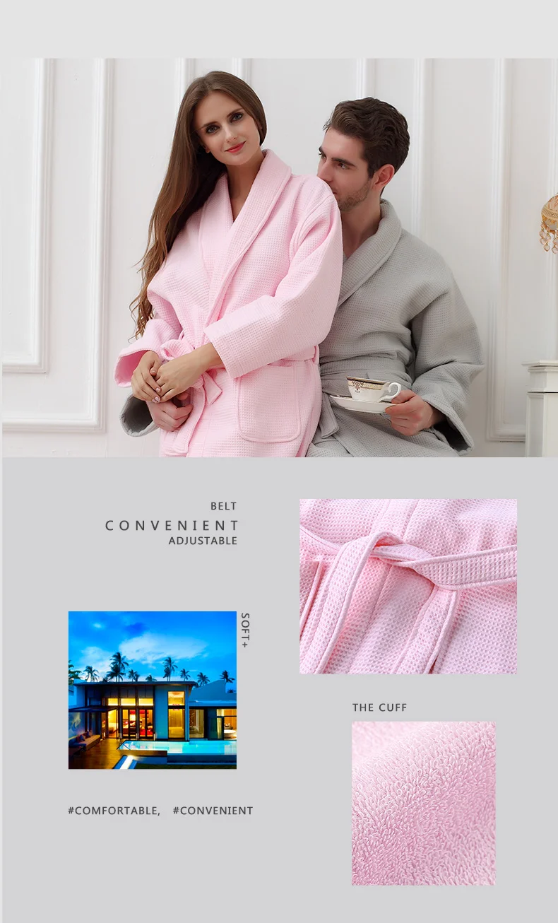 Bath Robe Men warm Cotton Robes For Men Dressing Gown Bathrobe Towel Fleece Men Bathrobe Men's Robes Kimono Robe White Pink