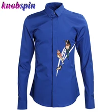 Европейская модная мужская рубашка Элегантная вышивка с длинным рукавом тонкие повседневные мужские рубашки однотонные деловые мужские Рубашки 4XL