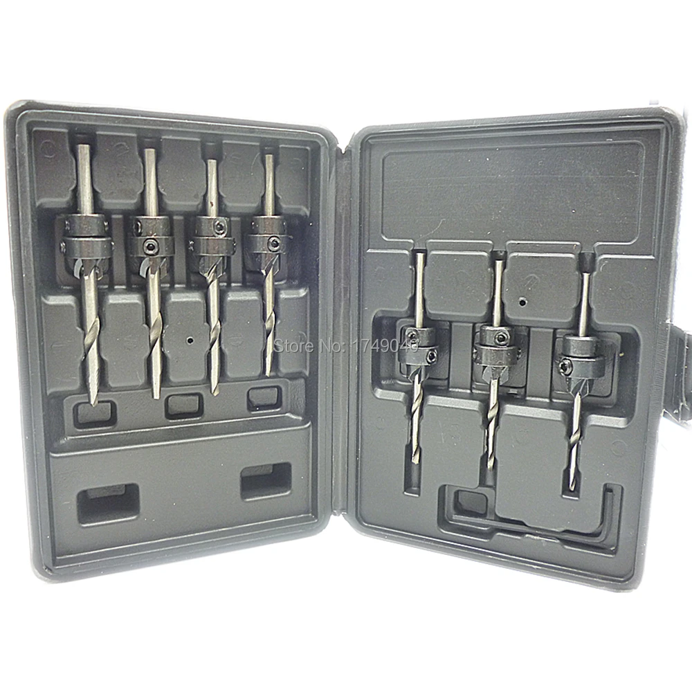 22pcs Countersink Drill Bit Set W/Case Adjustable Depth Stop Collars
