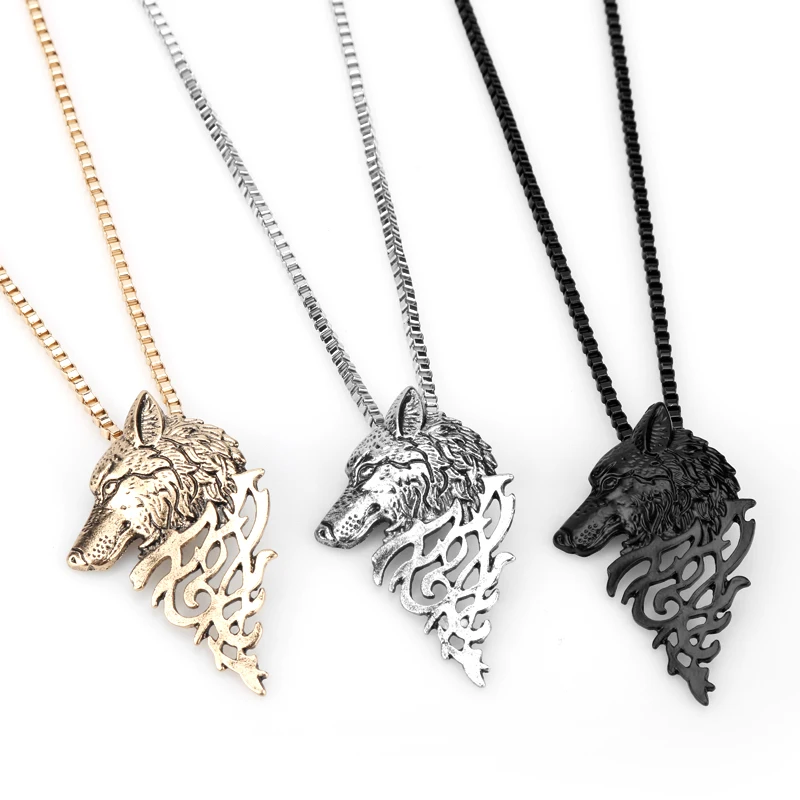 

Game of Thrones Hollow 3D Metal Wolf Head Necklace Animal Badge A Song of Ice and Fire Pendant Fashion Jewelry for Male Men Gift