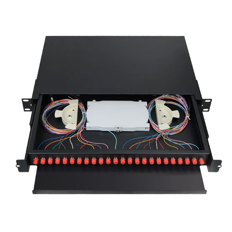 

Drawer type Fiber optic terminal box 24 core Desktop FC with adapter pigtail 24 Ports CATV Fiber optical Patch Panel Factory