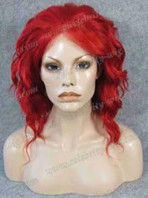 Top Quality Short Curly Syntheitc Lace Front Wig Red Wig Drag Queen Wig Bright Red Wig