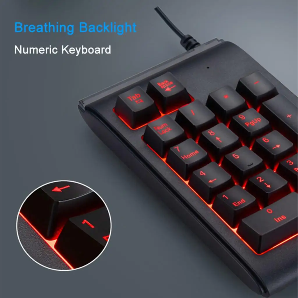USB 19 Keys Number Pad Mini Numeric Keypad Keyboard Backlight For Laptop