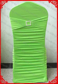 

NO.39 Apple Green Ruffled Lycra Chair Covers With Lycra Band/Sash&Square Diamond Buckle&Pin For Wedding Banquet Home Decoration